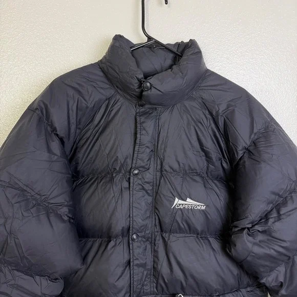 Cape Storm Pertex Down Puffer Jacket Mens XL Black Pullover Zip Snap Anorak Ski